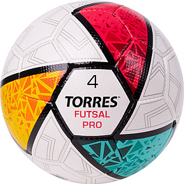 Мяч футзал. TORRES Futsal Pro, FS323794, р.4, 32 п. EPU-Microf, 4 подкл. сл, руч. сшив. бело-мультик